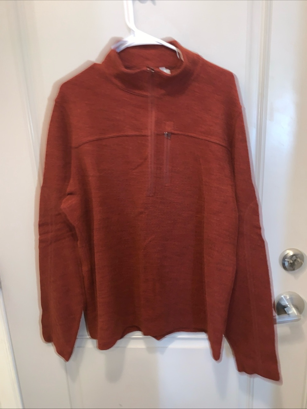 Ibex Men’s Red Quarter Zip Wool Pullover Size XL